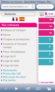 Catégories site mobile HomeMaison
