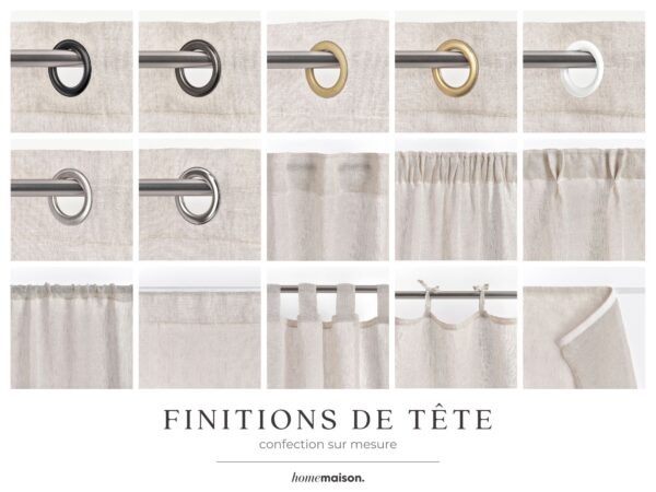 rideau sur mesure avec différentes tête de rideau