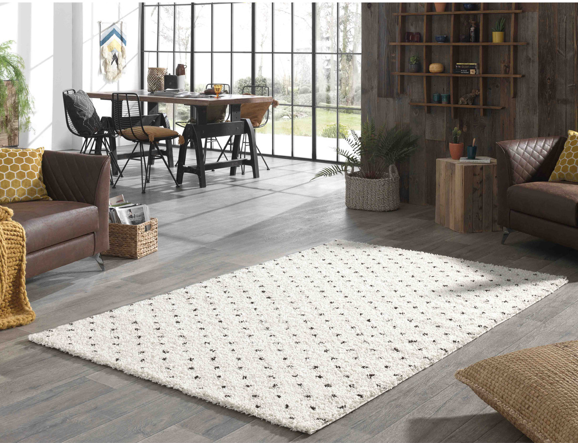 Tapis En Jute Rond D 120 Cm Imprimé Living Pois - Tapis salon et