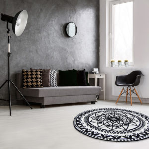 Tapis rond imprimé mandala