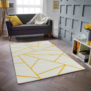 Tapis à impressions segmentées jaunes