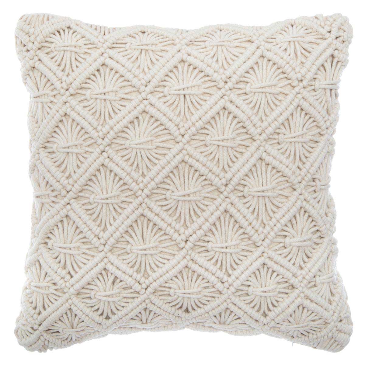 Coussin naturel en macramé