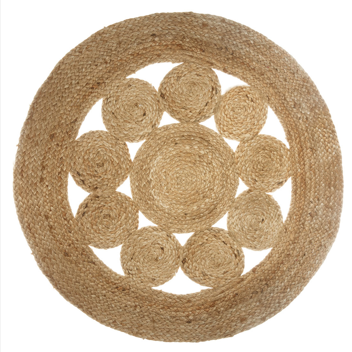 Tapis rond naturel en jute ajouré
