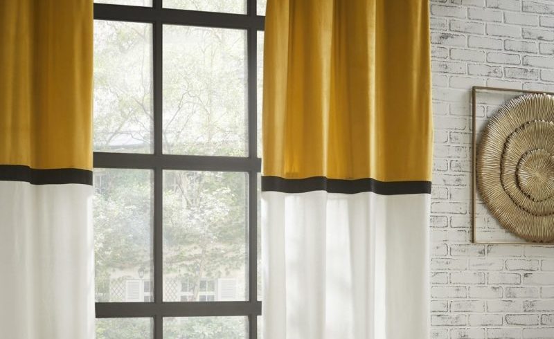 Rideau jaune bicolore style Hôtel