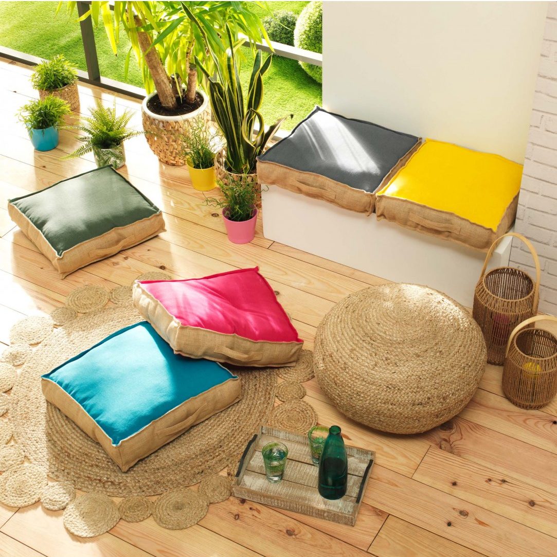 Coussin de sol coton et jute