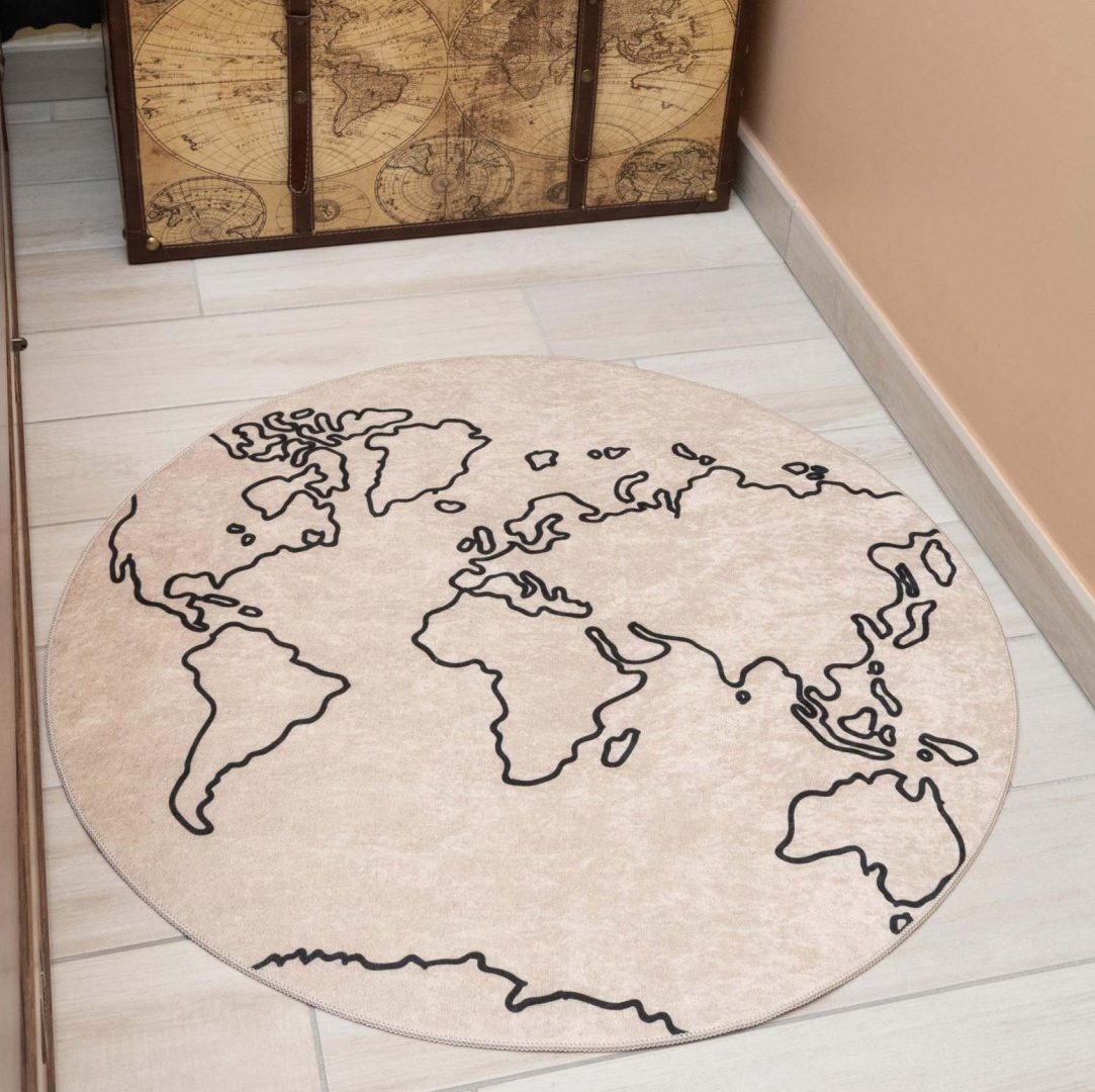 Tapis rond carte du monde