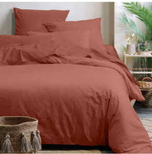 Housse de couette terracotta coton bio