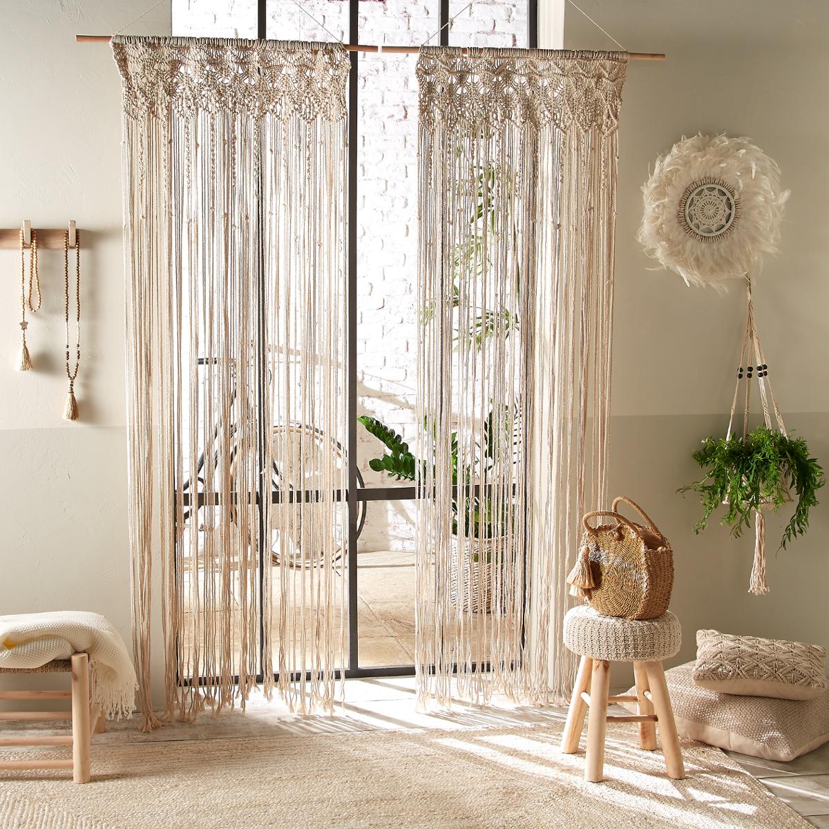 Rideau en fil macramé pour une ambiance bohème-chic