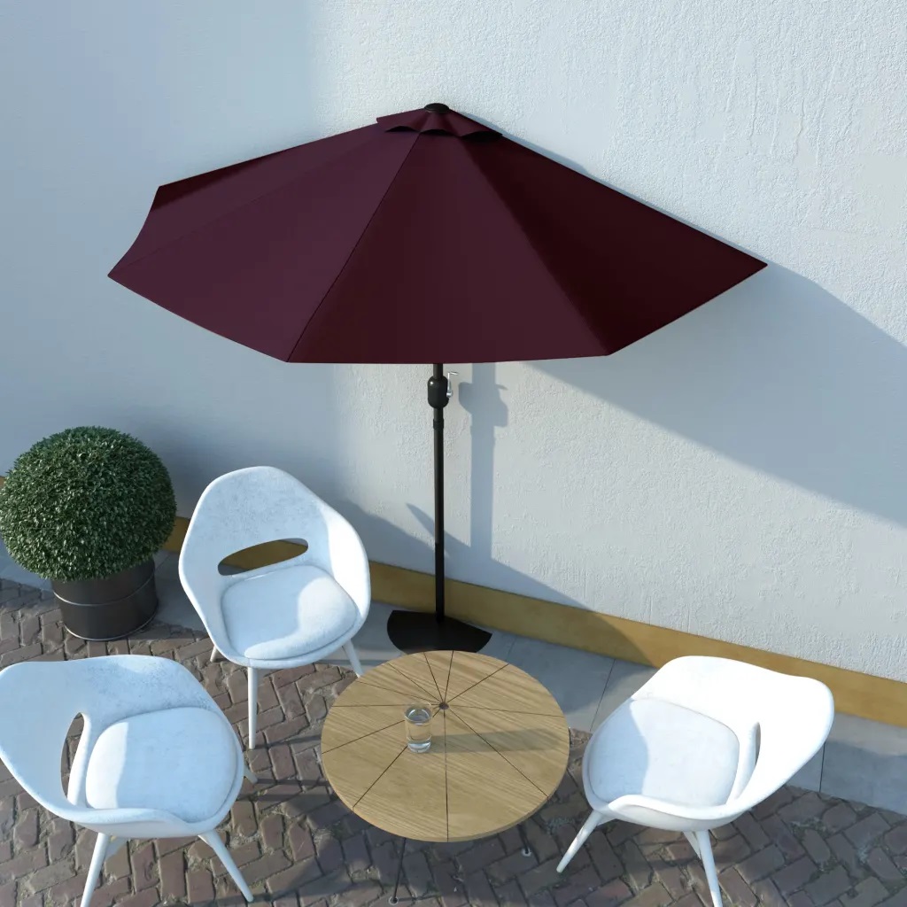 Parasol de balcon mât en aluminium bordeaux