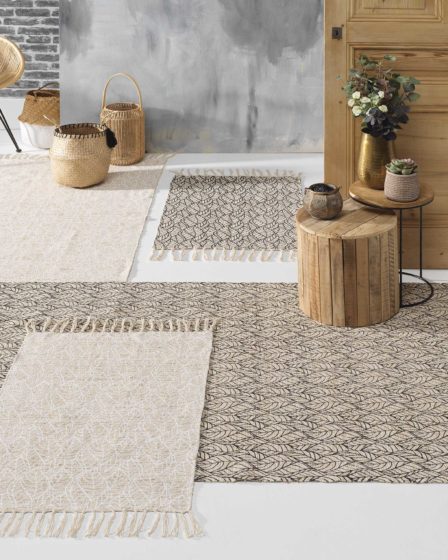 Tapis rectangulaire en jute et coton