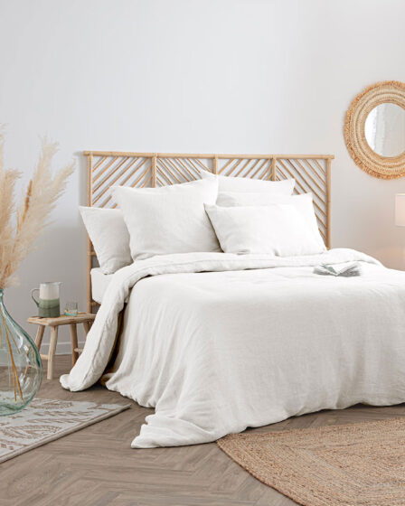 housse de couette unie blanc en lin