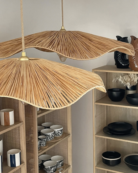 Lampadaire en rotin
