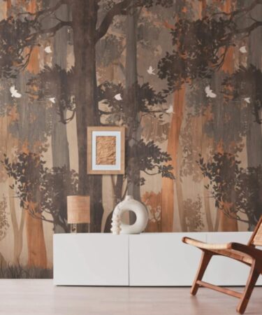 papier peint motif nature mocha mousse
