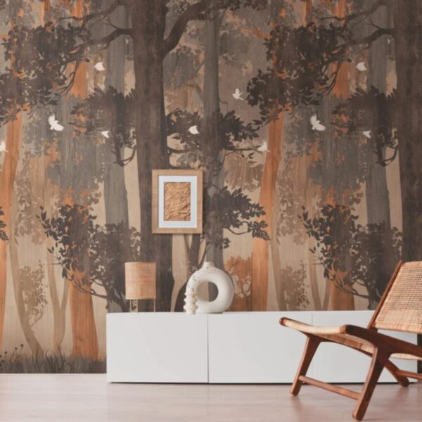 papier peint motif nature mocha mousse