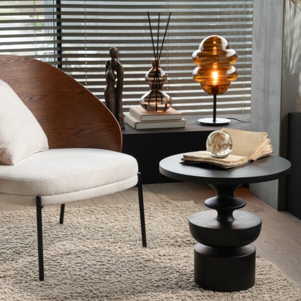 table d'appoint noir en bois de manguier