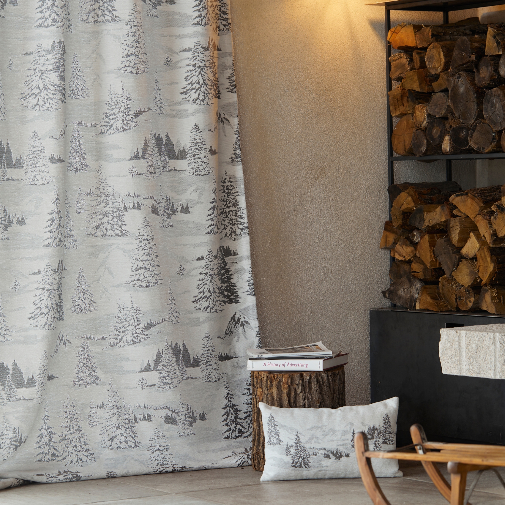 rideau montagne ambiance chalet de montagne