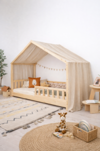 rideau voilage lin pour lit cabane