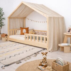 Rideau voilage 100% lin fluide pour lit cabane