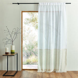 voilage rideau attache 3 en 1 couleur blanc lin