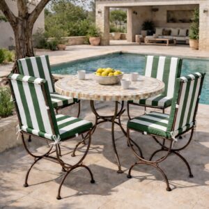 coussin de chaise rayé vert et blanc