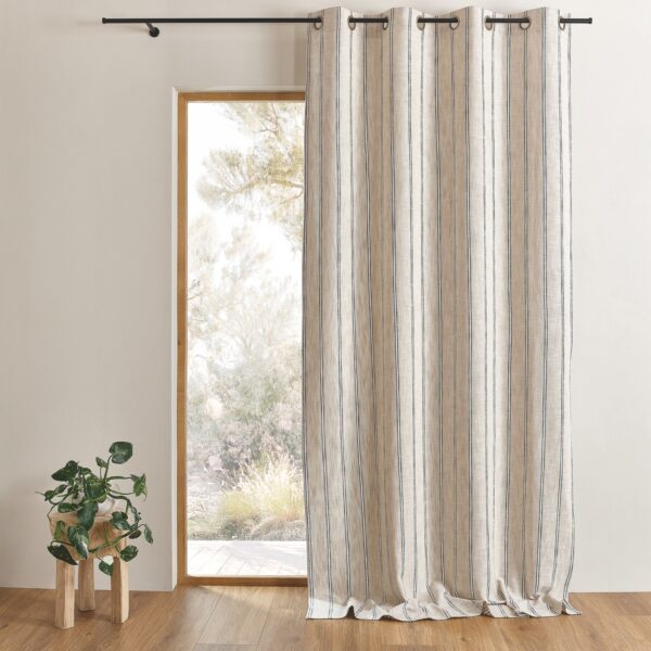 rideau rayures rustiques beige