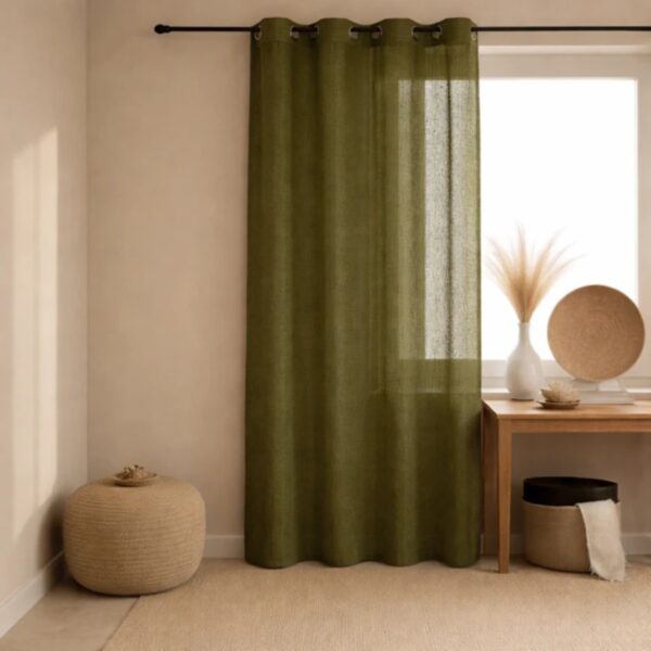 voilages effet lin vert 
