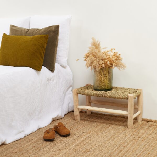 banc artisanat marocain tressage damier