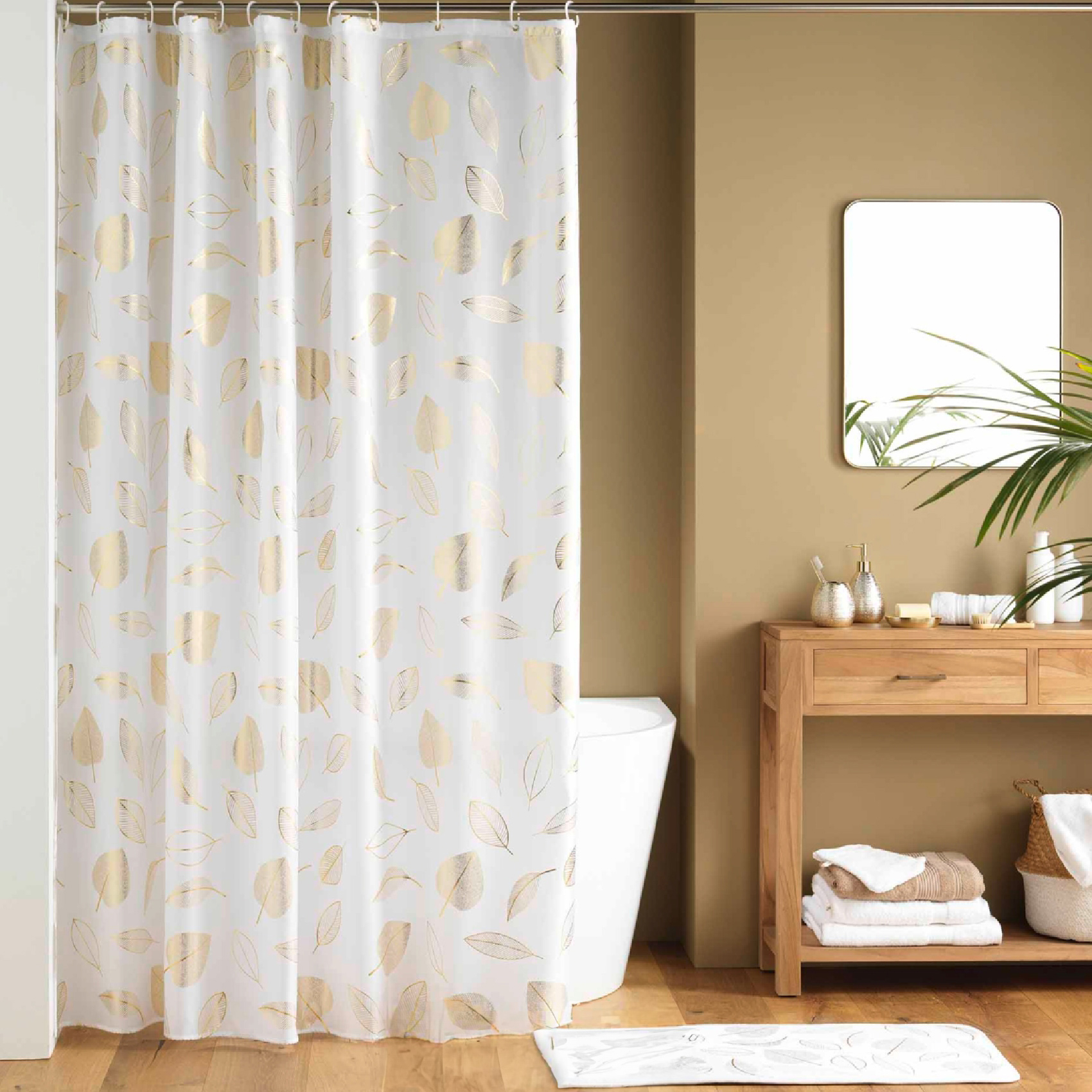 Rideau de Douche avec Crochets Joya Feuilles Dorées — vue 5