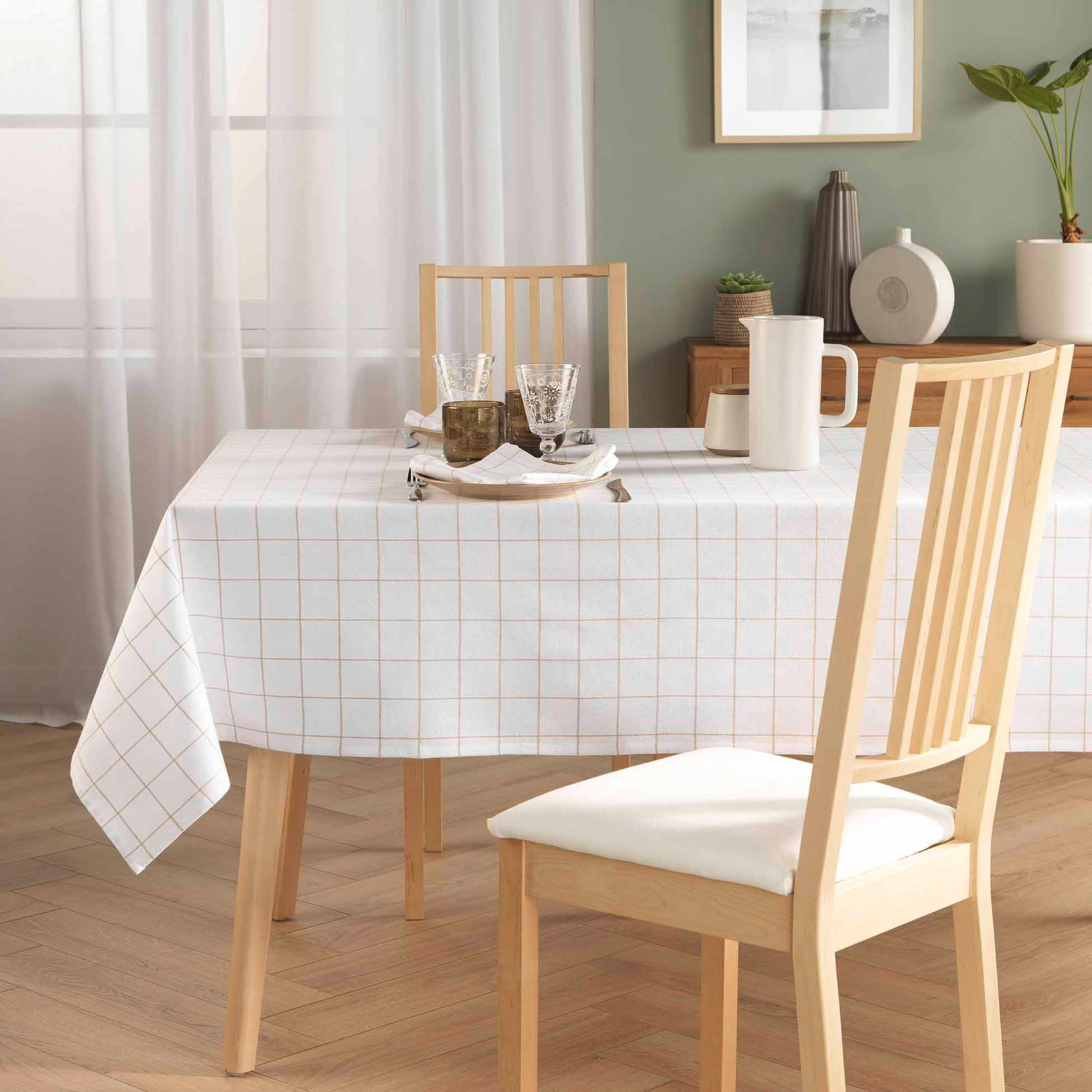 Nappe rectangle à carreaux en polycoton — vue 5