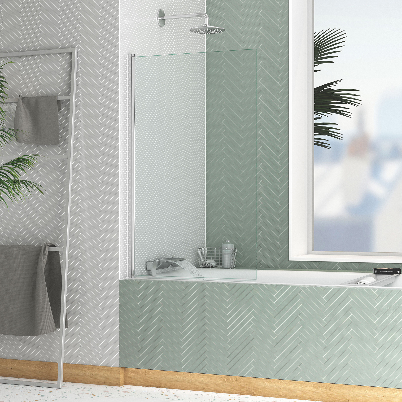 Pare baignoire rabattable en verre trempé — vue 5