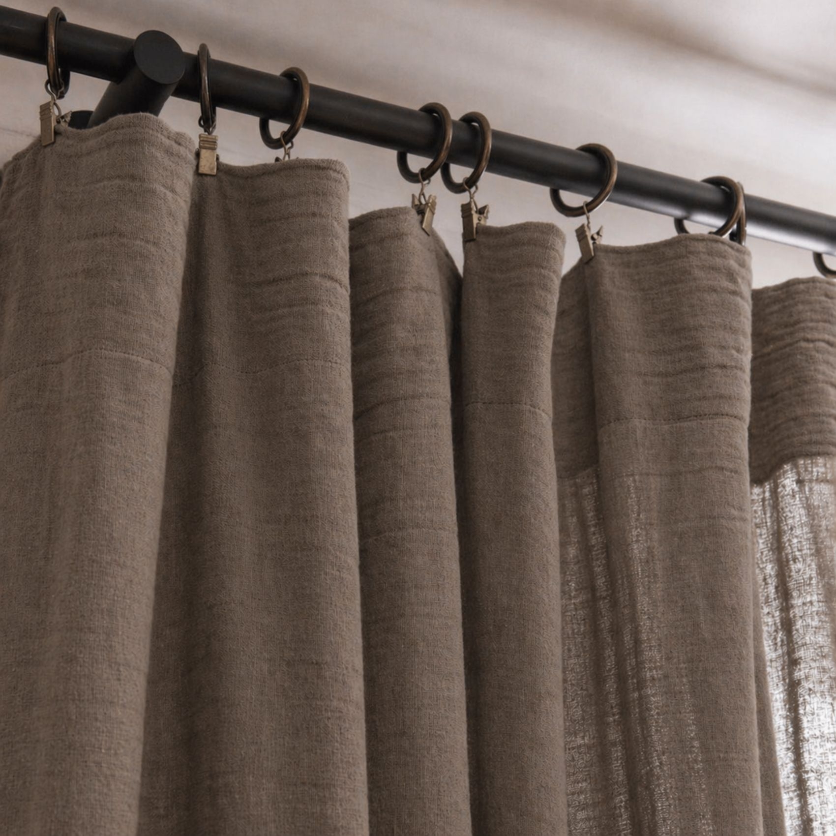 Rideau gaze de coton ajustable finition bourdon — vue 4
