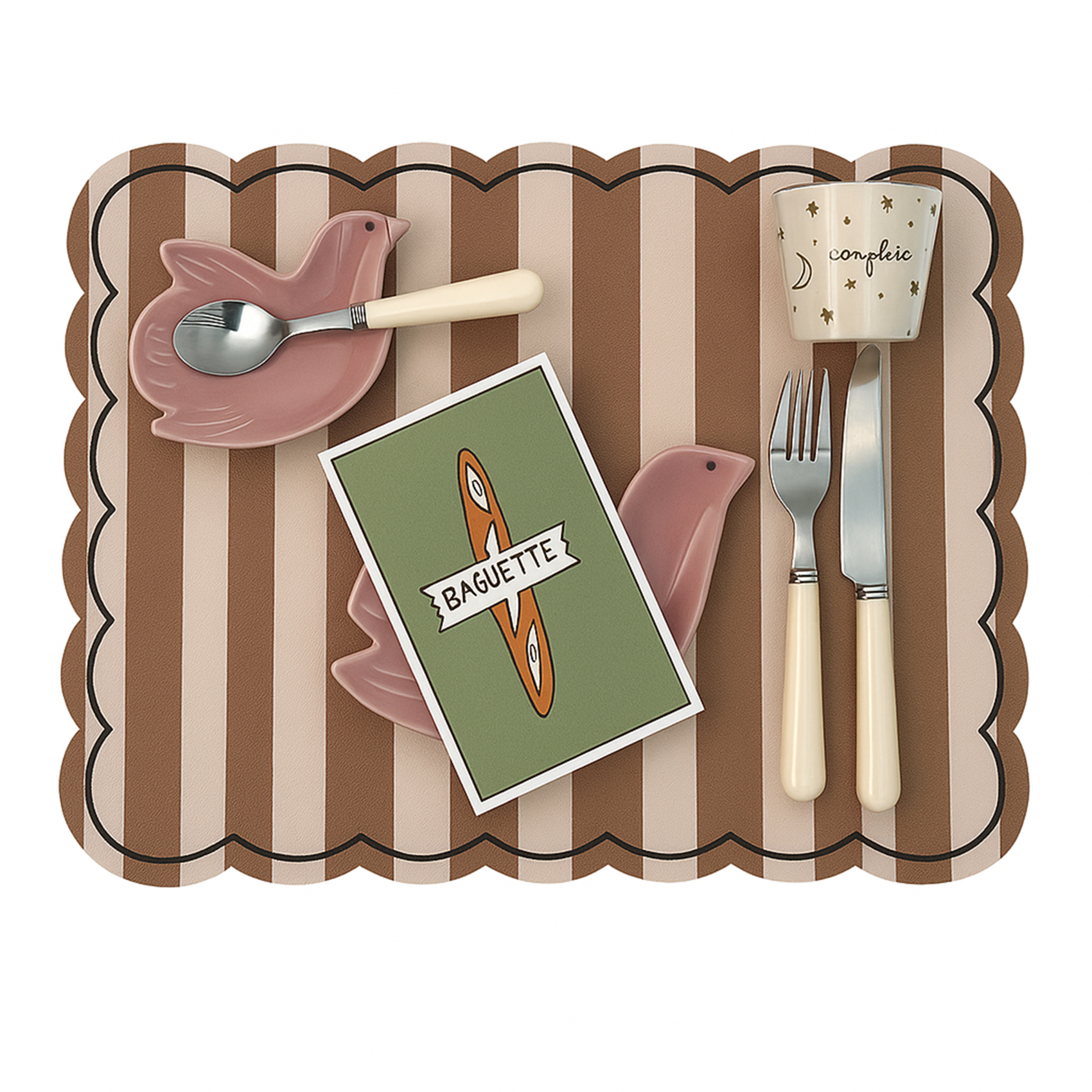 Set de table rectangulaire à rayures avec bords ondulés — vue 4