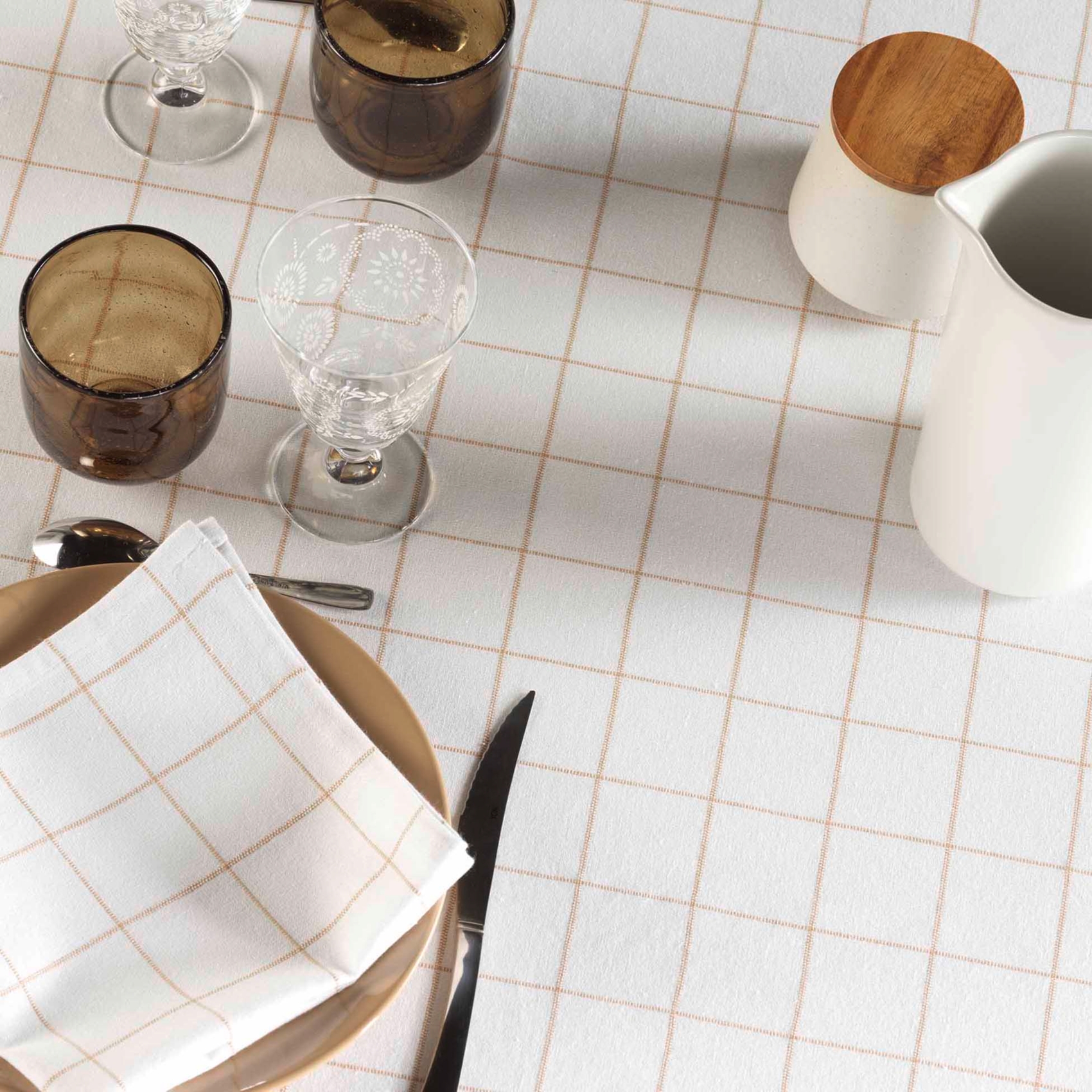 Nappe rectangle à carreaux en polycoton — vue 3