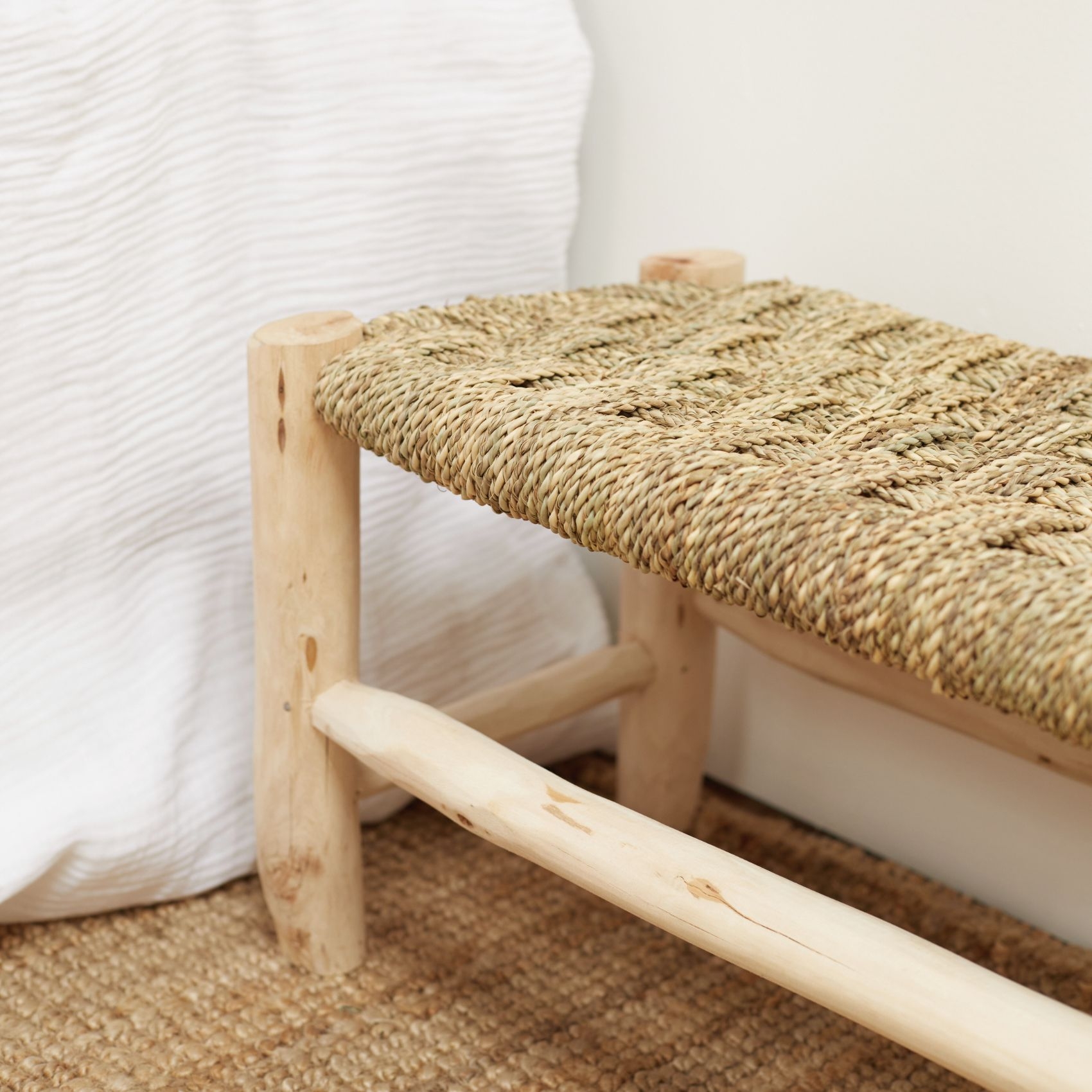 Banc Marocain Doum tressage damier — vue 3