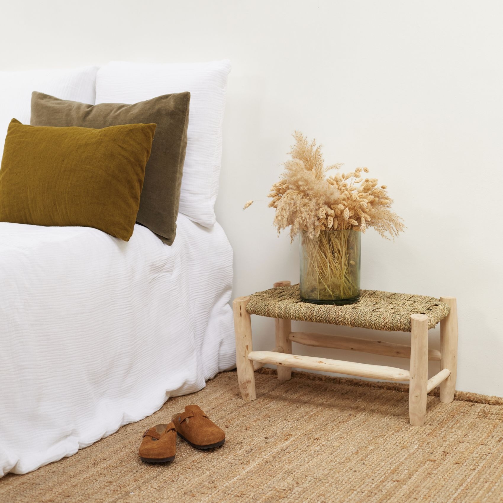 Banc Marocain Doum tressage damier — vue 5