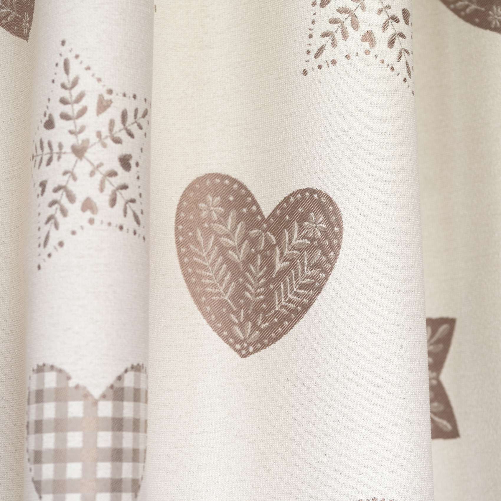 Rideau jacquard à œillets avec motif cœur — vue 3