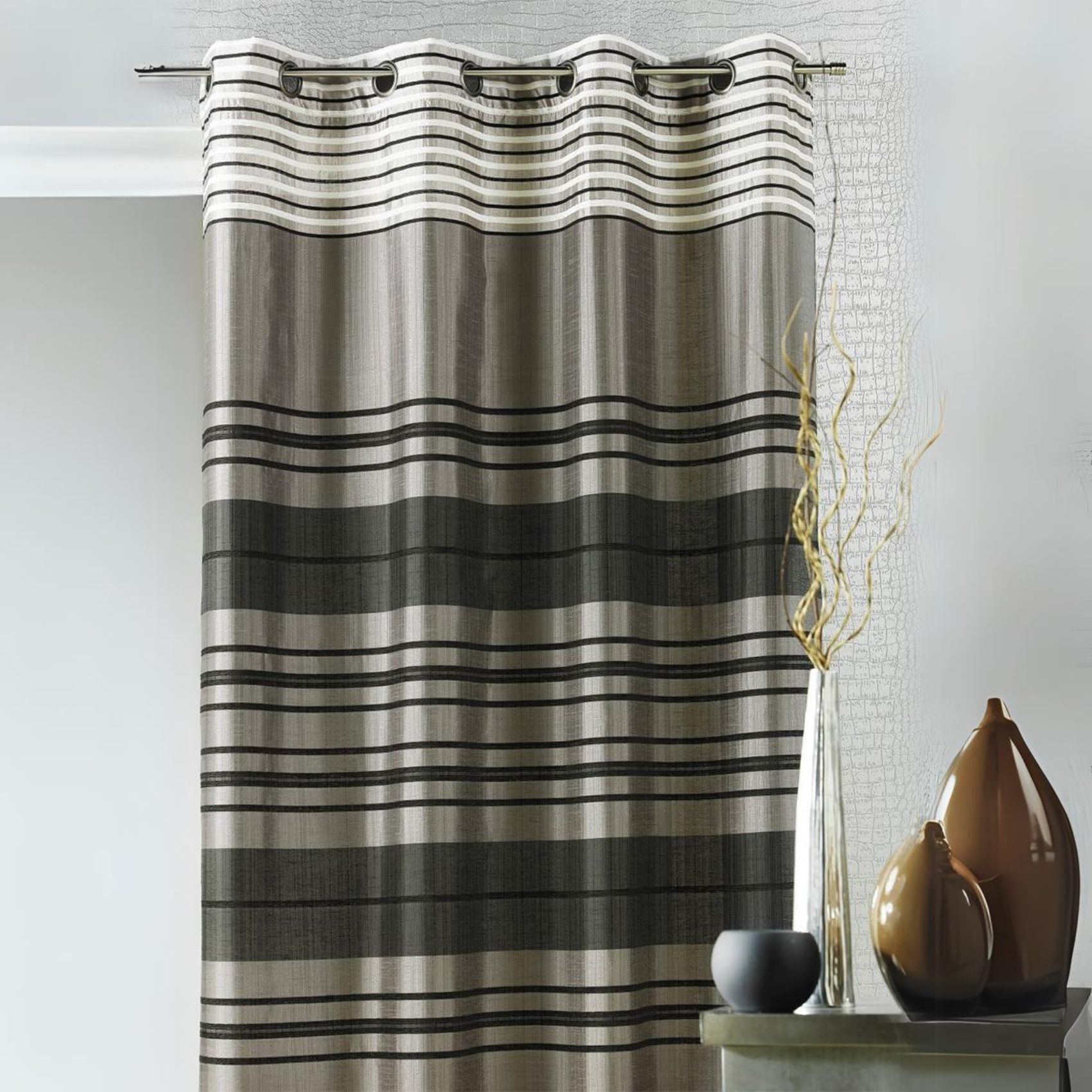 Rideau Shantung rayure chenille — vue 3