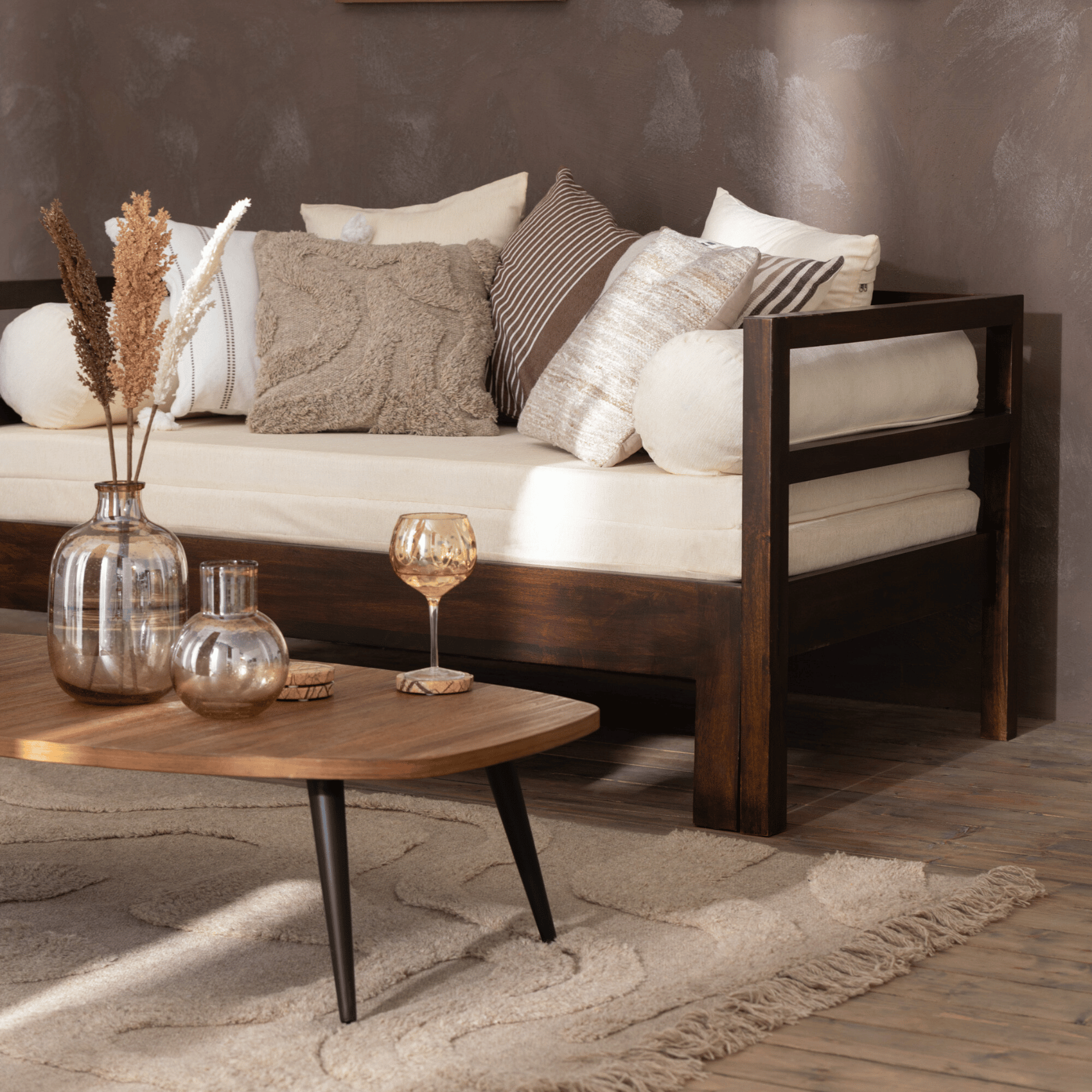Table basse rectangulaire en teck recyclé naturel — vue 3