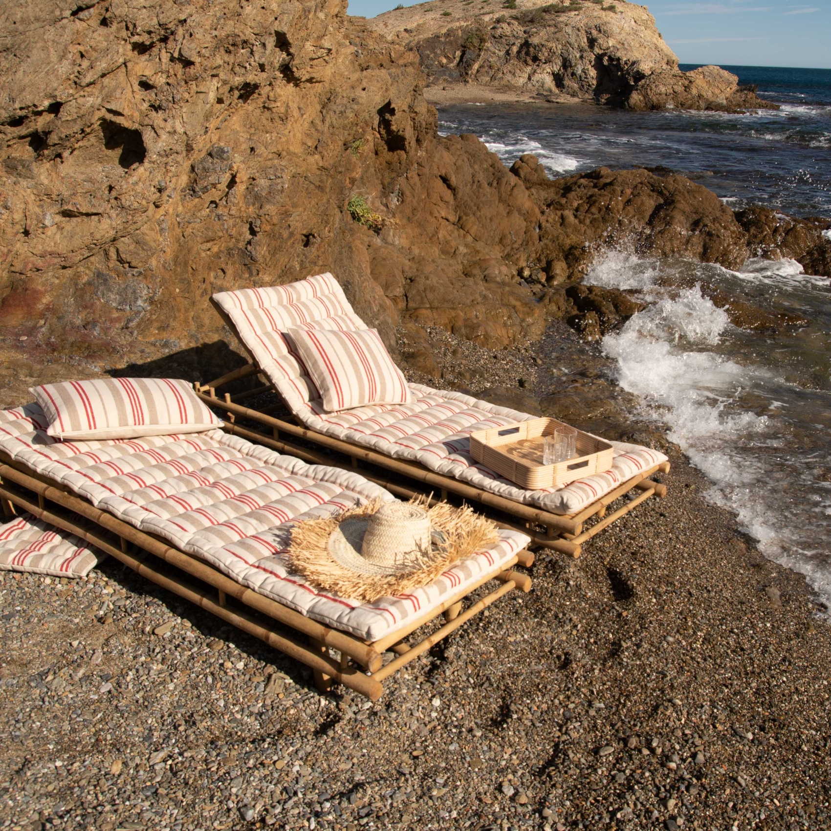 Matelas bain de soleil matelassé à rayures — vue 4