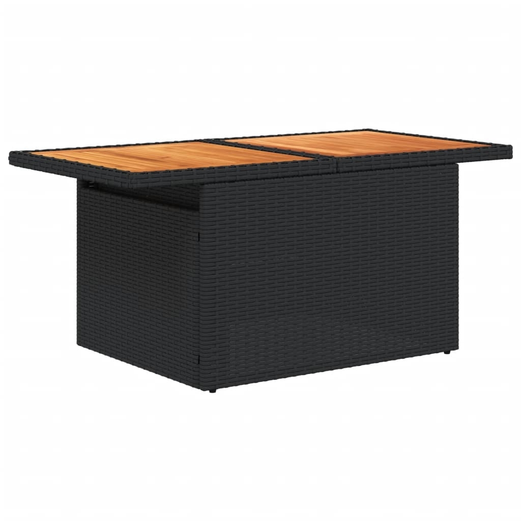 Table basse de jardin relevable en résine tressée et bois