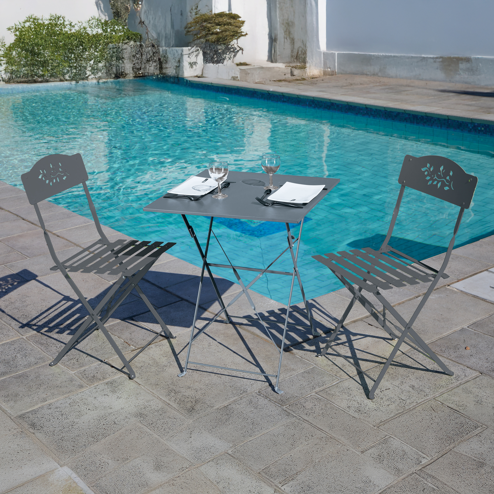 Table carrée de jardin pliante en acier — vue 4