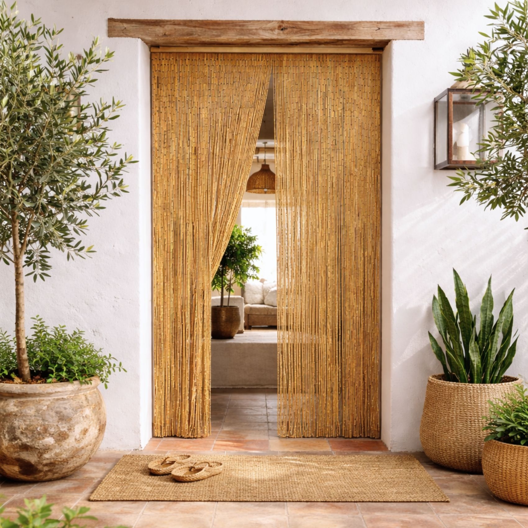 Rideau en bâtonnet de bambou vernis