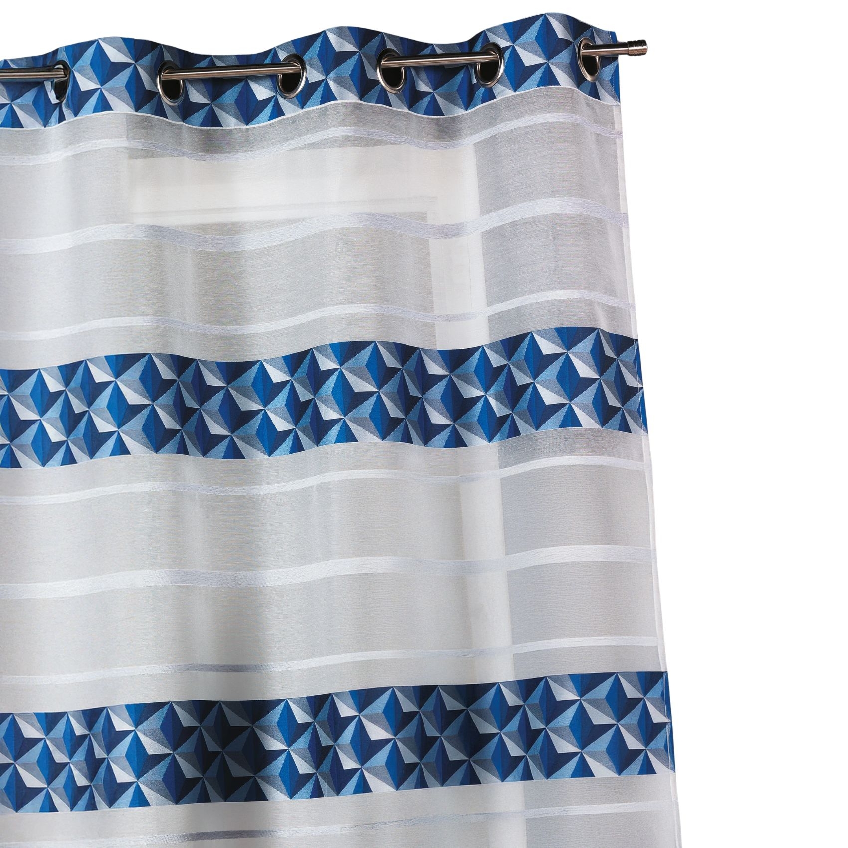 Voilage jacquard motifs bleus — vue 3