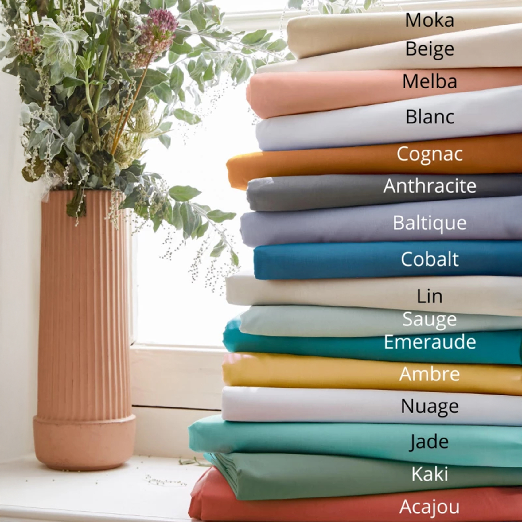 Taie de traversin percale de coton piquée unie — vue 4