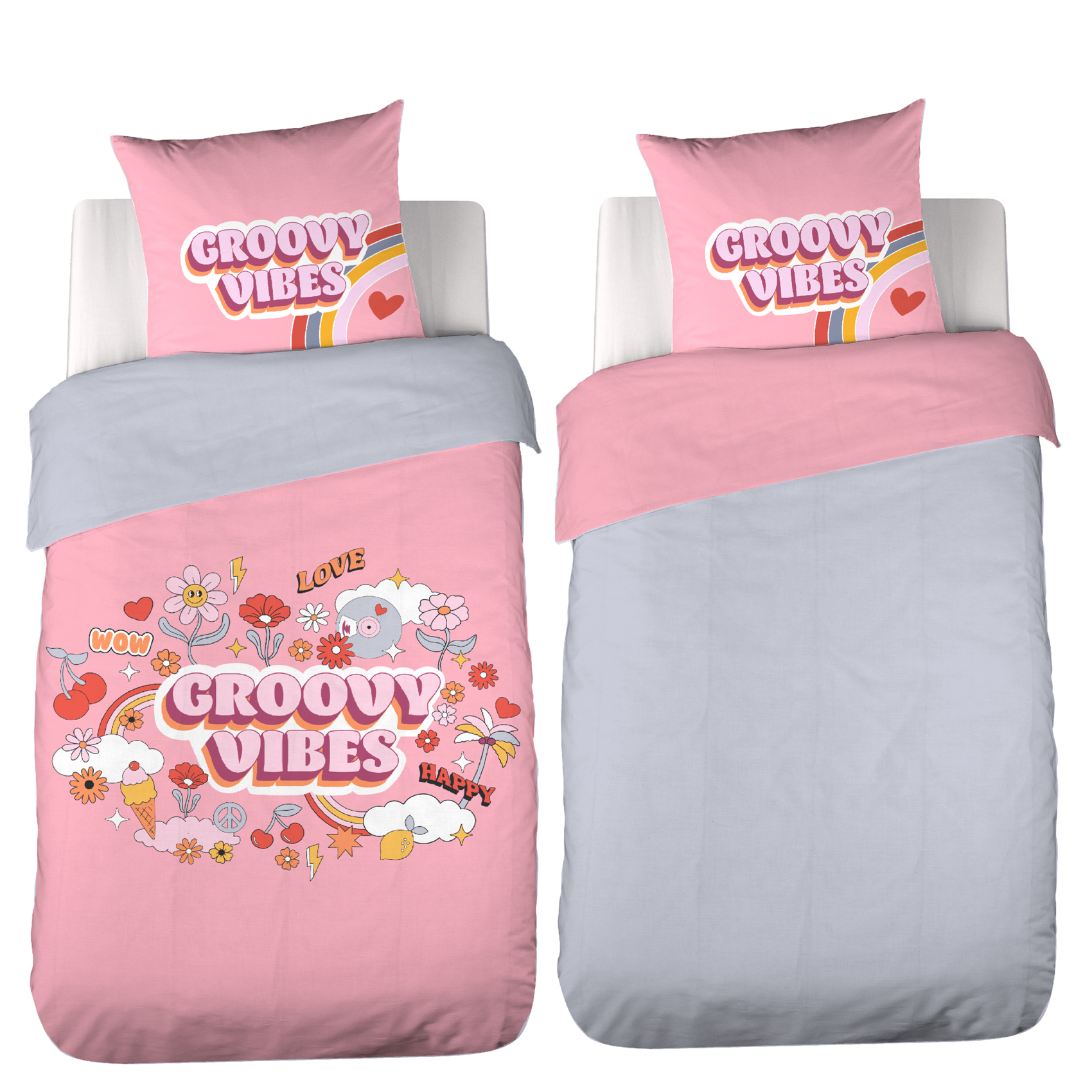 Parure de lit enfant Groovy Vibes rose — vue 3