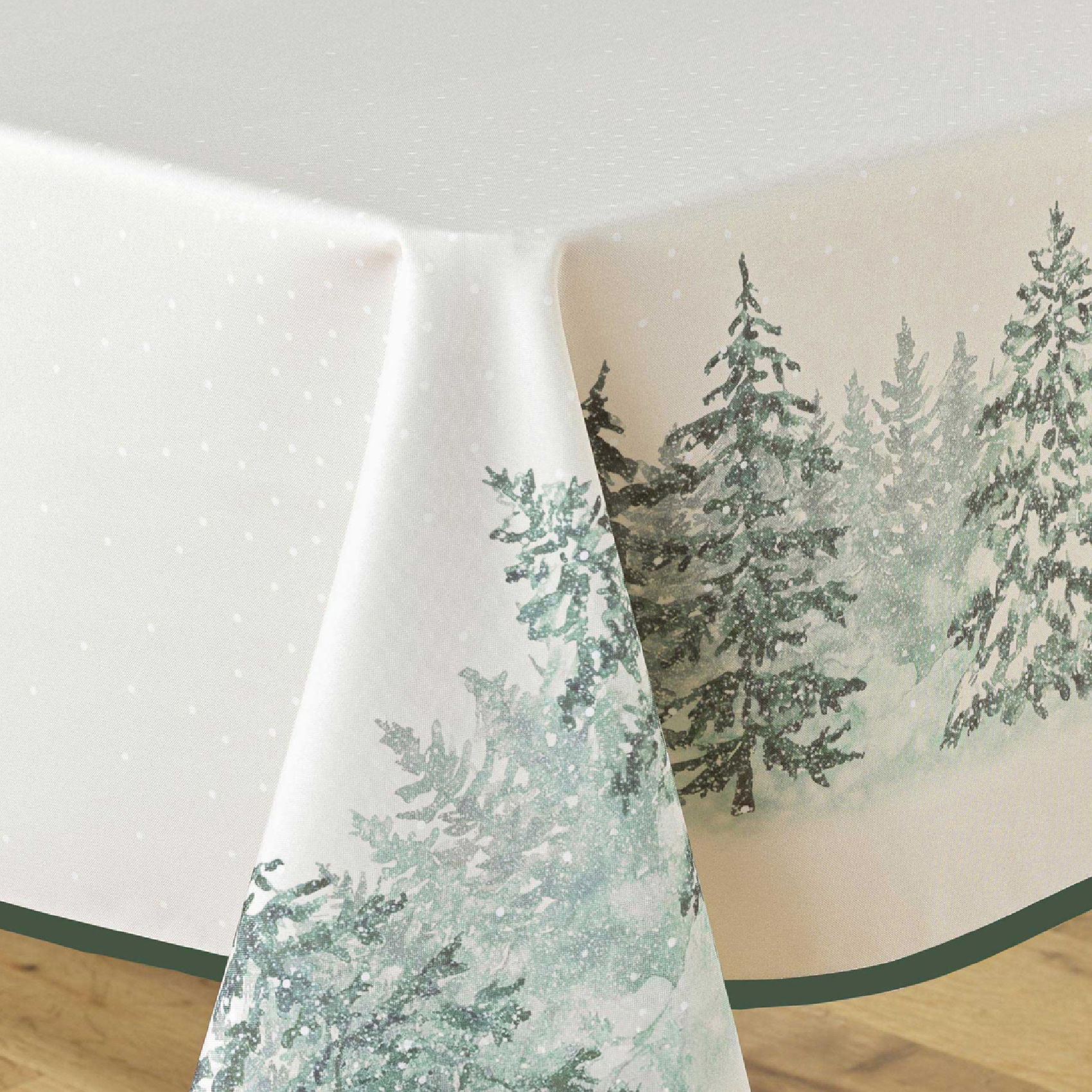 Nappe Rectangle Infroissable Christmas Sapins Imprimé Antitache — vue 3