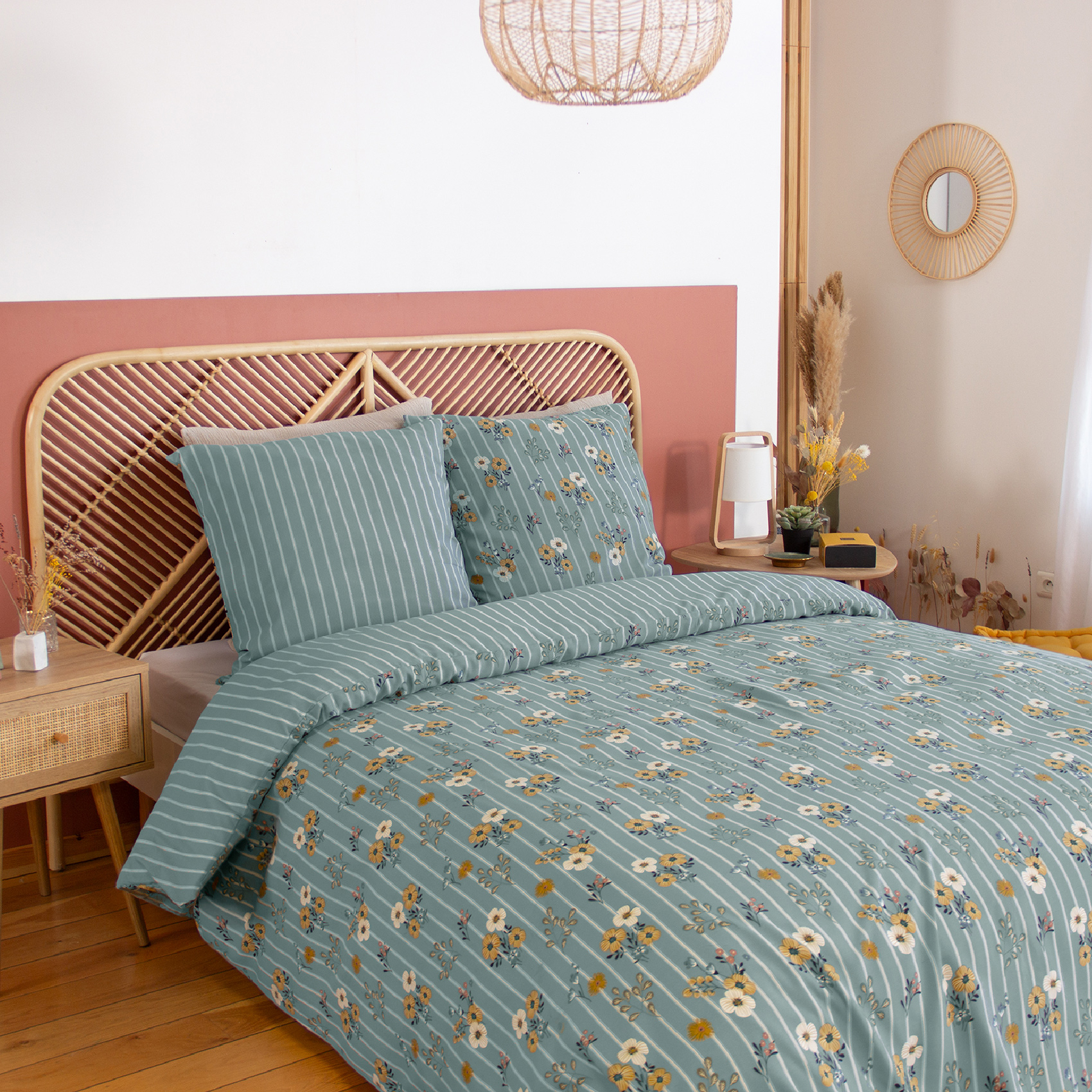 Parure de lit 3 pièces motif bouquets floraux — vue 3