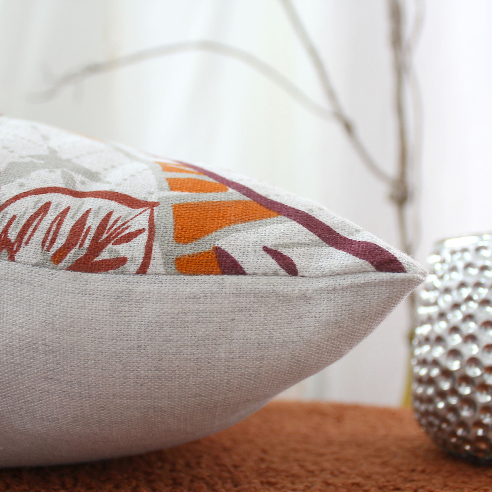 Coussin rectangulaire coloré motif exotique — vue 3