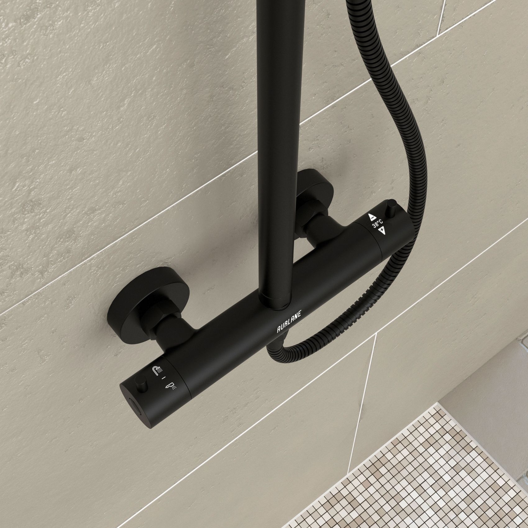 Colonne de douche thermostatique noire — vue 3