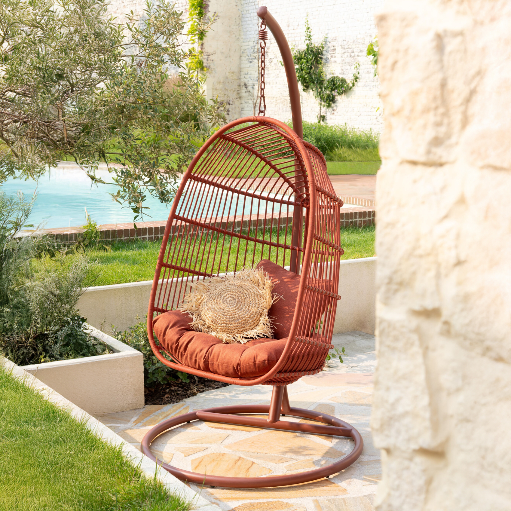 Fauteuil suspendu acier et corde — vue 3